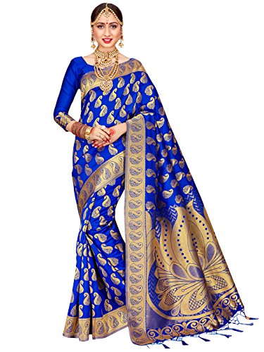 ELINA FASHION Sarees For Women Banarasi Art Silk Woven Saree l Indian Wedding Traditional Wear Sari (Blue)