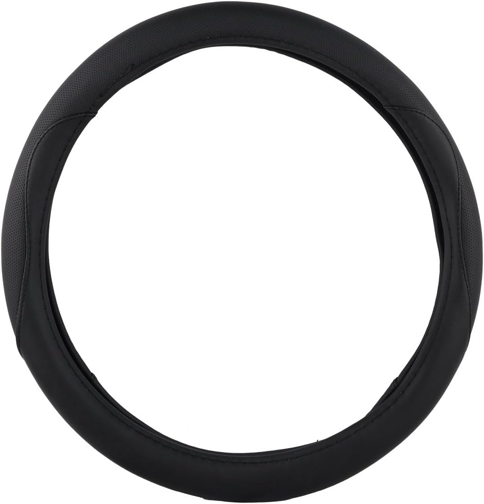 KM World Black 13.5-14.25 Inch PU Leather Steering Wheel Cover With Precise Hand Placements, Fits Honda S2000