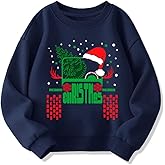 Kids Christmas Sweatshirt Boys Girls Ugly Xmas Santa Dinosaur Graphic Shirt Toddler Pullover Long Sleeve Outfit Tops