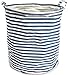 NKTM Collapsible Cylindric Laundry Storage Bucket Basket Hamper for Bedroom Bathroom Kitchen Pantry Nursery Dorm Closet (Blue)