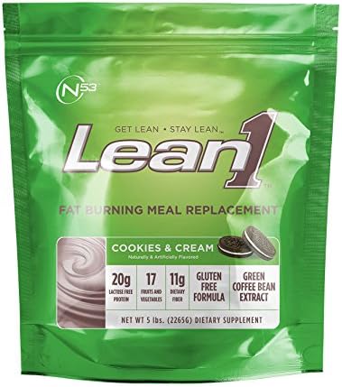 Lean 1 (Cookies & Cream, 38 Servings): Fat-Burning Whey Protein Isolate Meal Replacement, Protein Shake & Appetite Suppressant by Nutrition 53