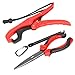 RUNCL Fishing Pliers Long Nose G1 Floating Fish Gripper, Needle Nose Pliers Ergonomic Grip Split Ring Pliers Hook Remover Crimper Freshwater Saltwater Kayak Fishing (8.7 in, Red & Black)