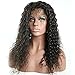 Curly Human Hair Full Lace Wigs 130% Density Brazilian Loose Deep Curly Wig for Black Women Natural Color 14 inch