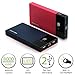 FosPower PowerVue 8000mAh Dual USB [1A & 2.4A Outputs] External Portable Battery Charger Pack Power Bank for Smartphone & Tablets (Navy Blue / Red)