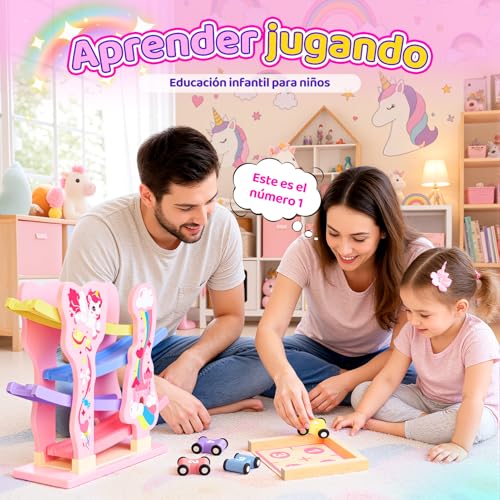 Toyzey Unicorn Montessori toys ages 1 2 3 years old car toy ball track