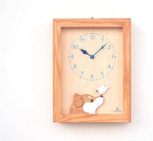 Amazon Co Jp キコリの時計 木の振子時計 柴犬と白文鳥の時計 ホーム キッチン