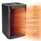 1500W / 750W Ceramic Space Heater with Overheat Protection & Tip-Over Protection, Portable Heater with Thermostat Control for Office and Home