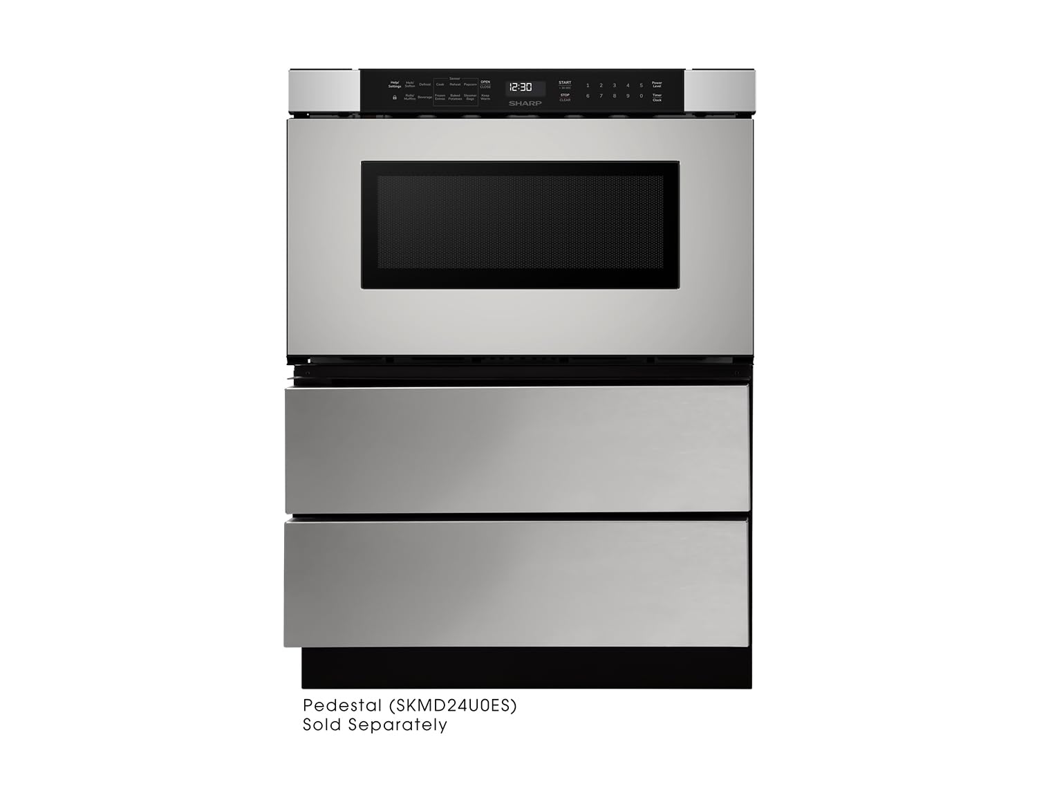 SHARP SMD2440JS Microwave Drawer Oven, 24-inch, 1.2 Cubic Feet, 950 Watt, Angled Touch Control Panel, Stainless Steel