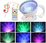 Light Projector, Ohuhu Remote Control Night Light Upgraded Ocean Wave Light Projector 7 Colors with Built-in Speaker