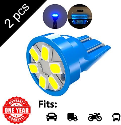 LED Monster 2-Pack Blue 6-SMD LED Bulbs for License Plate Lights Car Interior Dome Map Door Courtesy Extremely Bright Compact Wedge T10 168 194 2826