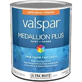 Valspar 24002 Ultra White Base Medallion Plus Interior Paint &amp; Primer, Semi-Gloss, 1 Quart