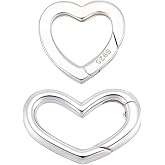 SUNNYCLUE 1 Box 2Pcs 925 Sterling Silver Gate Rings Heart Spring Clasp Love Hearts Shaped Bracelets Necklace Closures Connectors Carabiner Snap Clip Ring for Jewelry Making DIY Crafts Accessories