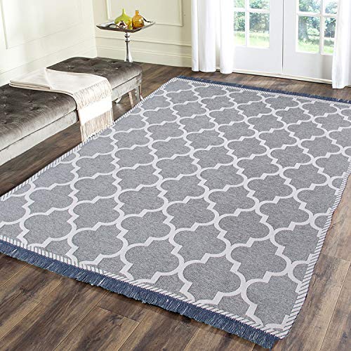 Braids Chenille Damask Rug with Tassel (Grey, 4.5 Feet x 7 Feet) 1 Braids Chenille Damask Rug with Tassel (Grey, 4.5 Feet x 7 Feet)