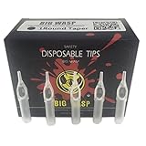 BIGWASP 100pcs Premium Quality Professional Sterile Plastic Disposable Clear Tattoo Tips Tube Round Flat/magnum Tips (7RT)