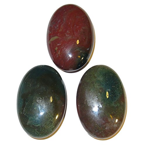 Bloodstone polished stone 56 set of 3 red green crystals wealth f…