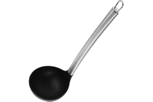 TOPPERFUN Large Deep Silicone Soup Ladle with Stainless Steel Handle, Heat Resistant Non-Stick Kitchen Utensil