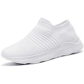 GLYGML Womens Walking Slip on Shoes Gym Fitness Tennis Travel Fashion Running Lightweight Comfortable Breathable Refreshing Sneakers Black Size 6 White Size 9