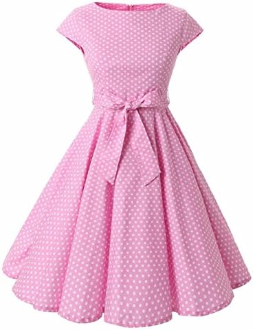 Mulanbridal Women's Rockabilly 50s Vintage Polka Dots Retro Cocktail Swing Dress Pink L