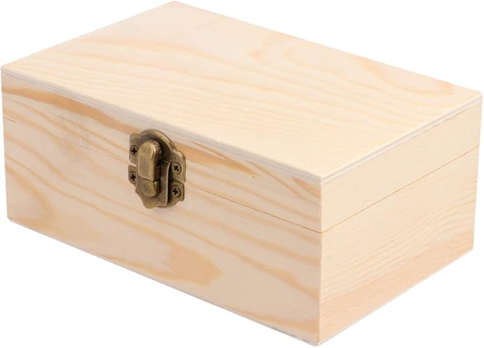 Healifty Caja de Joyería de Madera sin Terminar Cofre del Tesoro de