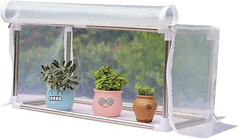 Amazon 温室 304ステンレス鋼の小さな庭のプランター 携帯用庭の温室 多機能の透明なpvcカバー 断熱キャノピー 雨 霜 日よけ 果物 野菜 植物 庭のバルコニー サイズ 80x40x40cm ビニールハウス 温室用品