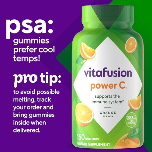 VITAFUSION POWER C VITAMIN C GUMMIES FOR IMMUNE SUPPORT, ORANGE FLAVORED, 282 MG VITAMIN C, AMERICA’S NUMBER 1 GUMMY VITAMIN BRAND, 50 DAY SUPPLY, 150 COUNT