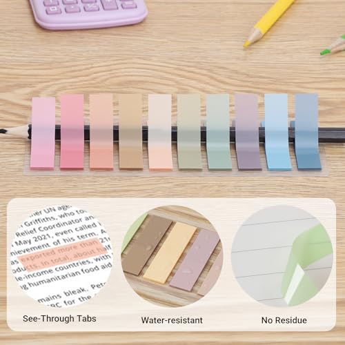 Euqvunn 1400 Pieces Adhesive Markers, 7 Pads, 70 Colors Sticky Bookmarks, Transparent Sticky Notes, Repositionable Translucent Eyelash Indexes for Office and Planning