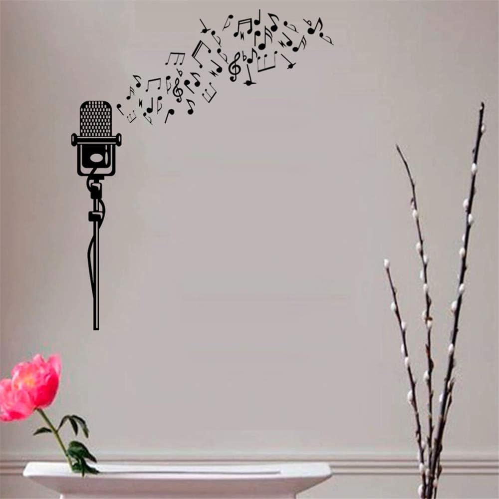 Fondo Micrófono Notas Adhesivas Art Deco Notas Música Pared Música