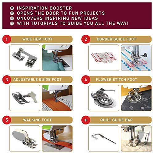 Madam Sew Big 5 Presser Foot Set - 5 Specialized Presser Feet in Deluxe Numbered Storage Case with Printed Booklet, Tutorial DVD and Bonus Low Shank Snap-On Adapter - Thumbnail 3