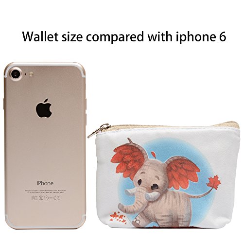 Women and Girls Cute Fashion Coin Purse Wallet Bag Change Pouch Key Holder (Maple Leaf Elephant)