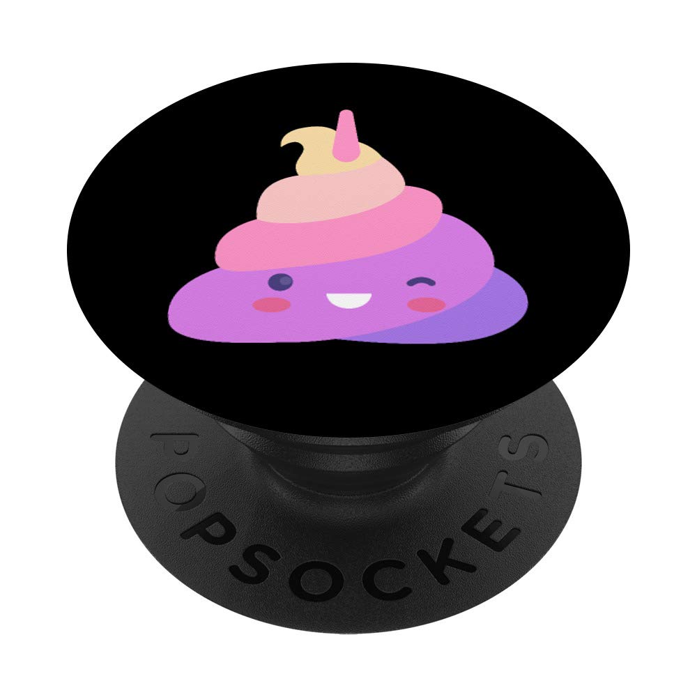 Happy Unicorn Poop Face Rainbow Cartoon Emoticon Cute PopSockets Swappable PopGrip