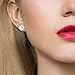 Cat Eye Jewels Halo Cubic Zircona Stone S925 Sterling Silver Stud Earrings with AAA Square CZ Setting HN-E