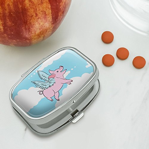 Flying Pig in the Clouds Rectangle Pill Case Trinket Gift Box