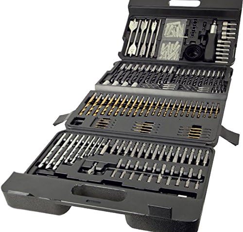 LUMBER JACK Assorted Drill Bit Set 204 Piece Wood Masonry HSS Hex Driver Supplied In Plastic Hard Case, Assorted 204 Piece
