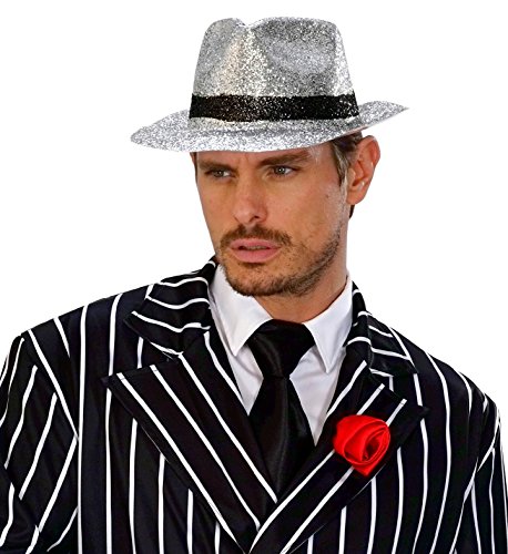 Adult's Silver Glitter Fedora Hat