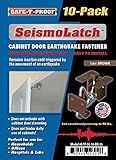 SeismoLatch Automatic Earthquake Activated Cabinet Latch, Brown, 10-Pack