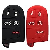Black and Red Key Case Cover Jacket Silicone Rubber Fob Keyless Remote Holder Skin fit for JEEP FIAT DODGE CHRYSLER Smart Remote Key Case