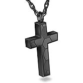 XIUDA Urn Necklaces for Ashes for Women Men Cross Cremation Jewelry Stainless Steel Memorial Urn Pendant Ashes Holder
