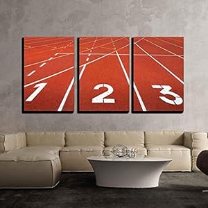 wall26 Canvas Print Wall Art Set Red & White Track and Field Lanes Sports Athletes Photography Realism Chic Scenic…