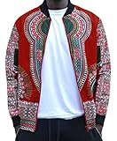 Makkrom Men's Long Sleeve Floral Dashiki Zippered Jacket