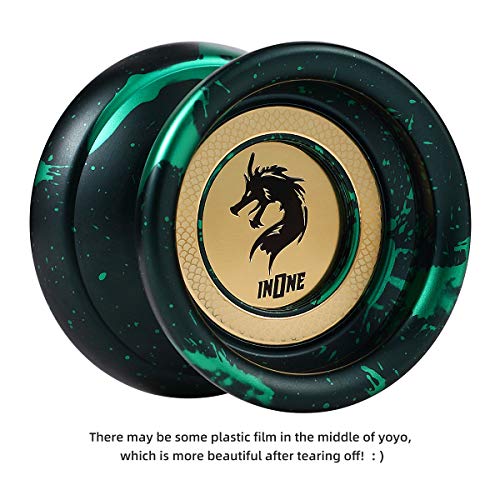 INONE Dragons YOYO Aluminum Alloy Unresponsive Yo-yos Designed for Kids, Yo-Yo Fans, Beginners Gift Glove, 10 Strings, Spare Bearing (Venom)