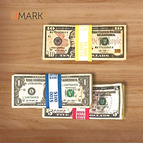 Money Bands Currency Sleeves Straps - Made in USA (Pack of 330) Self-Adhesive Assorted Money Wrappers for Bills Color Coded Wraps Meets ABA Standards, 7.5 x 1.25 inches - Counter Recyclable Kraft Pape