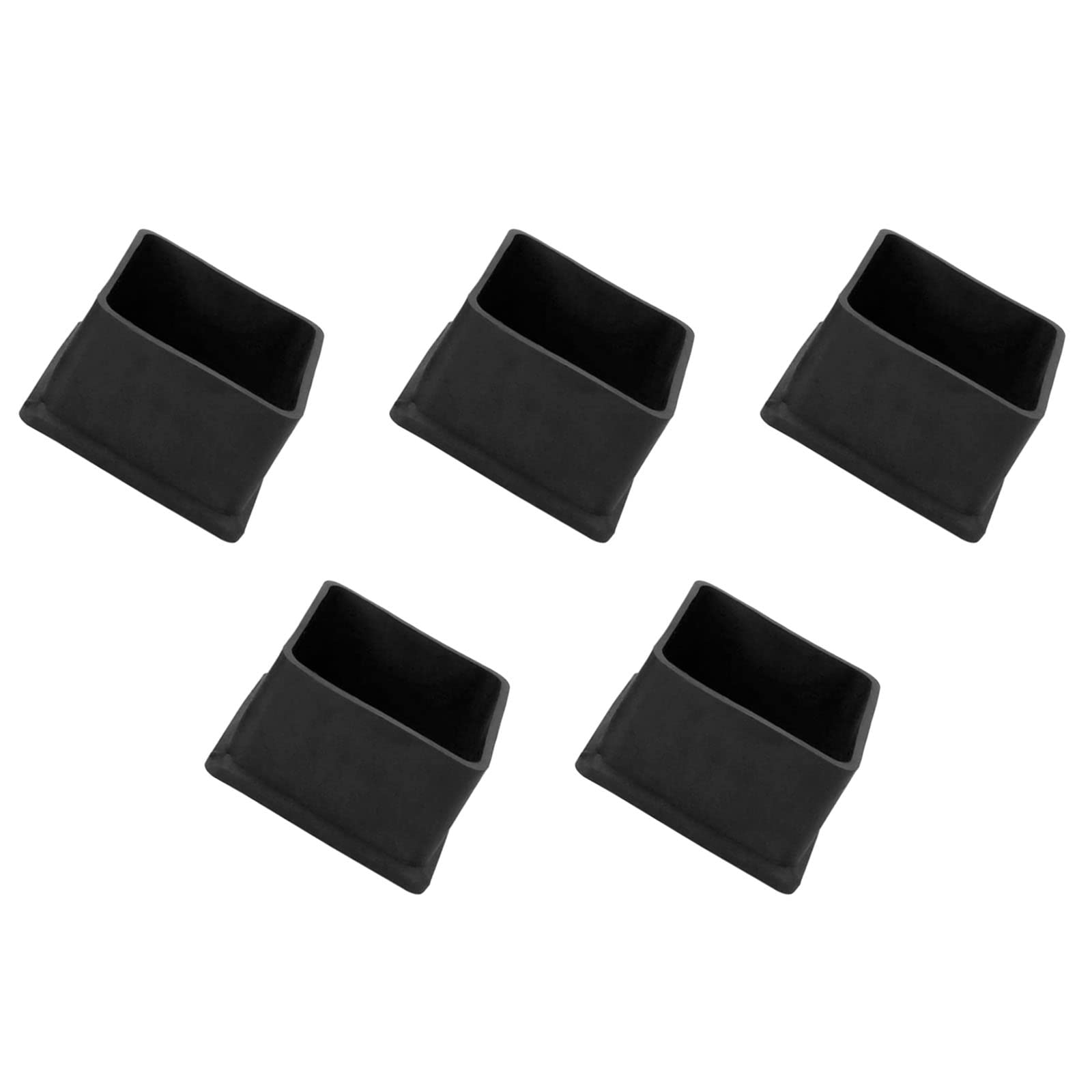 METALLIXITY Chair Leg End Cover (50mm x 50mm) 5Pcs, Square PVC Furniture Feet Caps Floor Protector - for Sofa Table Patio Chairs, Black