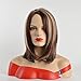 QianBaiHui Charming Straight Wigs for Women Daily Use Natural and Healthy Mixed Medium Length Brown wigs Bob Hairstyle