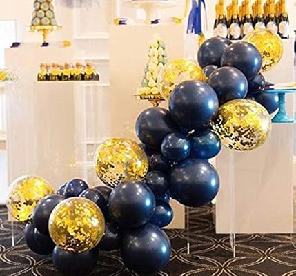 Partywoo Navy Gold Balloons 35 Pcs 12 Inch Navy Blue Balloons