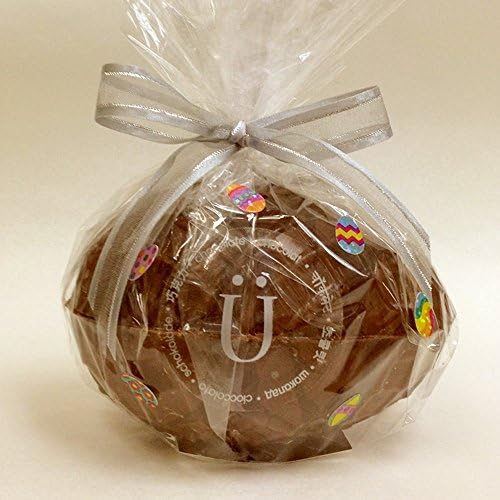 Elegant Easter Egg, Premium Swiss Milk Chocolate, Hollow with Petite Milk &amp; Dark Solid Eggs, Gift-wrapped with a Silver Ribbon