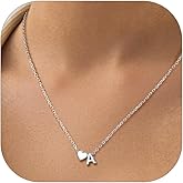 PROSILVER Initial Heart Necklace for Women, 925 Sterling Silver Tiny Heart Letter Necklace Siver, Gold Necklace, Come with Box