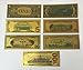 Gold Bank Note Set of 7 24kt Gold Foil .999 $1, $2, $5, $10, $20, $50 and $100 in Decorative Envelope