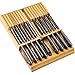 BAYKA Knife Block In-Drawer Knife Holder, Moso Bamboo Kitchen Knife Storage Drawer Organizer, Large Handle Spacing Knife Block Without Knives, Fit for 16 Knives and 1 Sharpener
