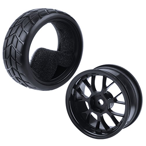 4-Pack HobbyPark RC Tires & Wheel Rims 12mm Hex Hub Y Shape w/Foam Inserts for 1/10 Remote Control Car On Road Touring