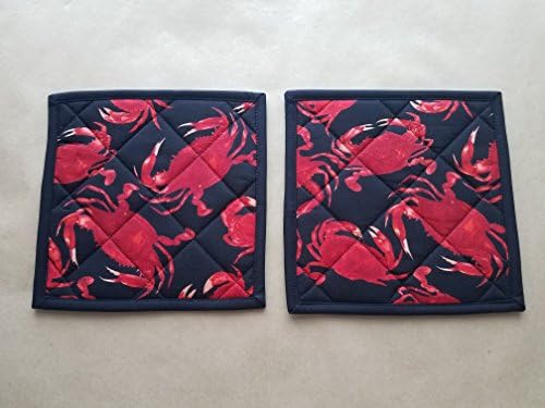 Red Crab Potholder Set of 2, Trivet, Hot Pad, Crab Home Decor, Coastal Kitchen Theme, Beach House, Coastal Home Themed, Nautical Kitchen Gifts